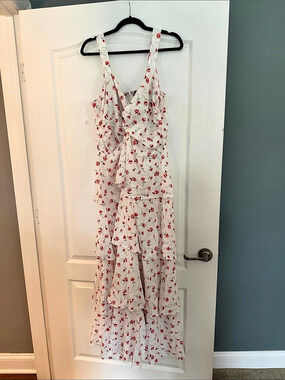 AMICA Floral Maxi Dress in White & Red Size 22 NWT